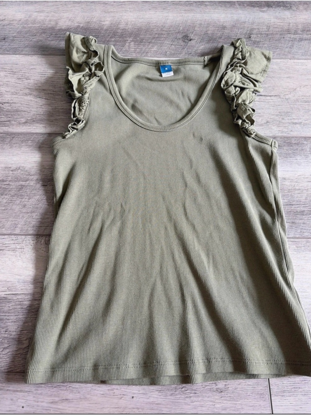 Old Navy Olive Ruffle-Sleeve Tank Top